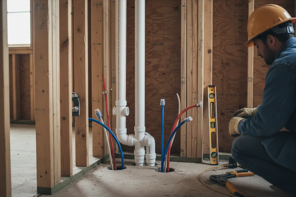Drain and supply rough-in during Sump Pump Repair in Evans