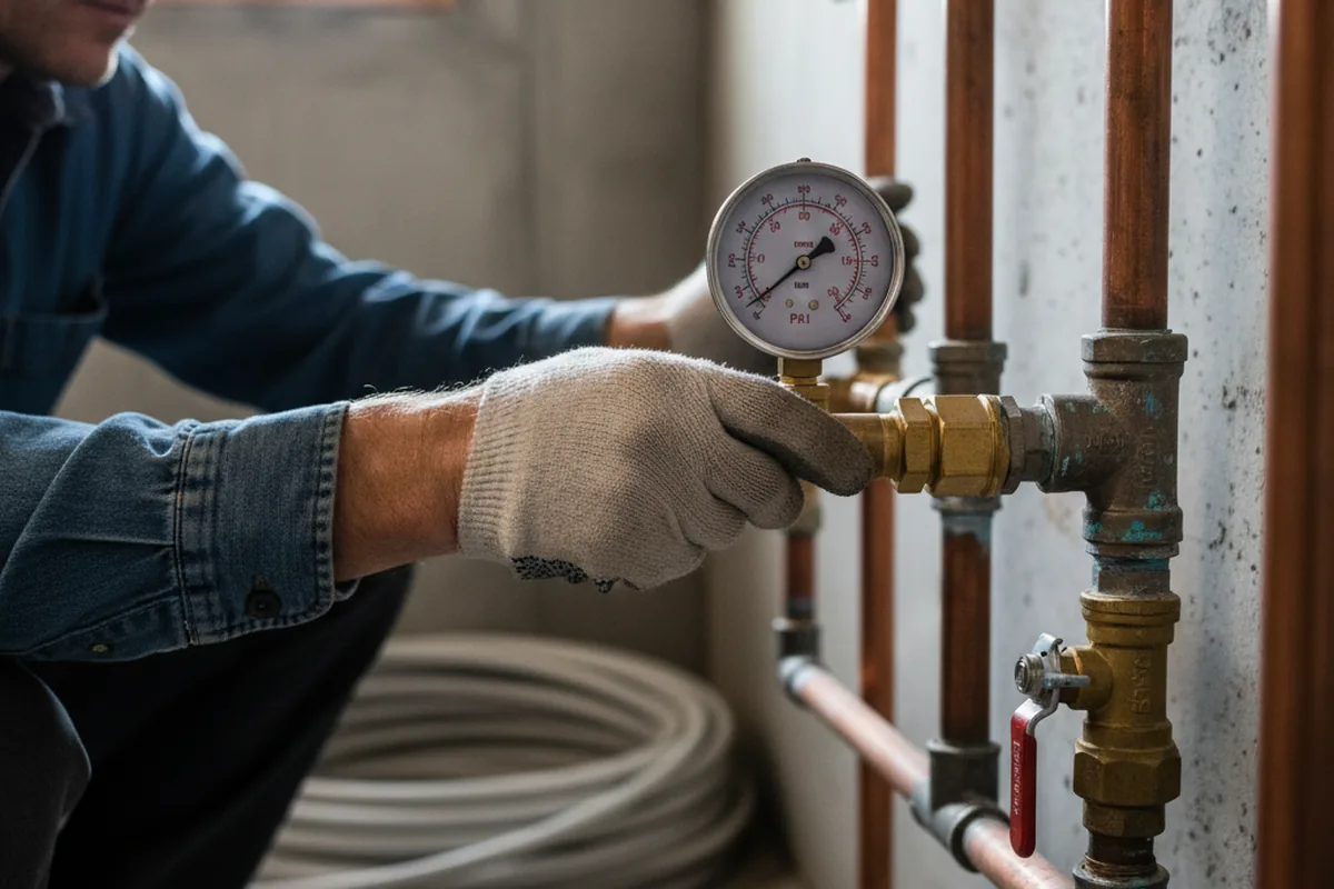 Pressure testing a repaired line during Water Line Repair in Evans